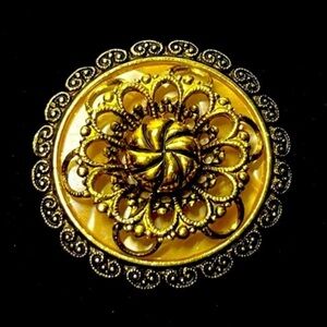 Vintage gold tone, scarf clip. Made in west germany filigree flower scarf clip